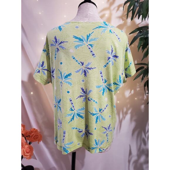 Lulu-B Sequin Beaded Embellished Palm Tree Short Sleeve Top Womens Plus Size 1X - Picture 3 of 11